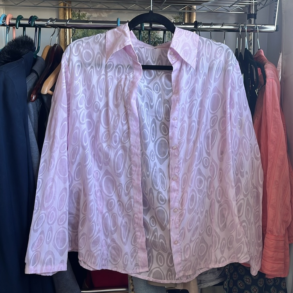 Chic Pink Patterned Blouse - image 2